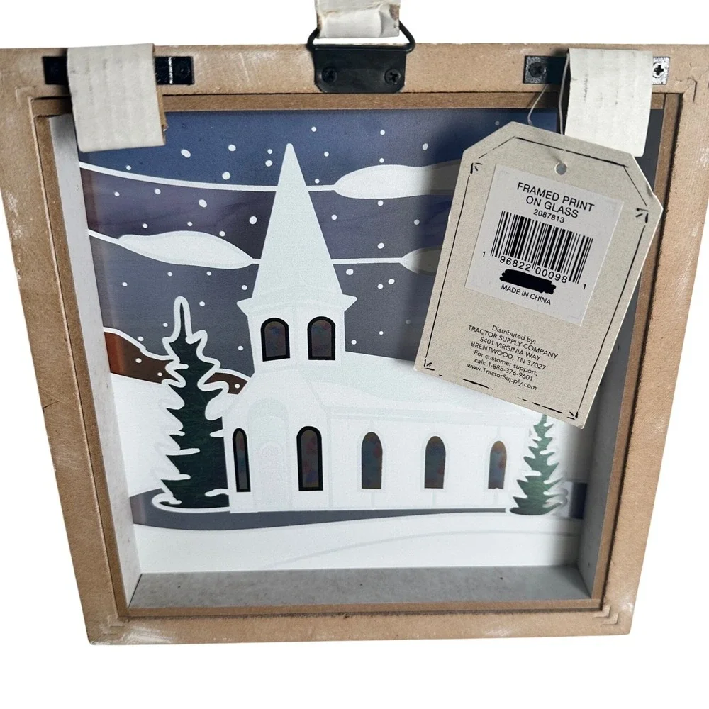 Red‎ Shed Framed Print on Glass Winter Church White 8.5